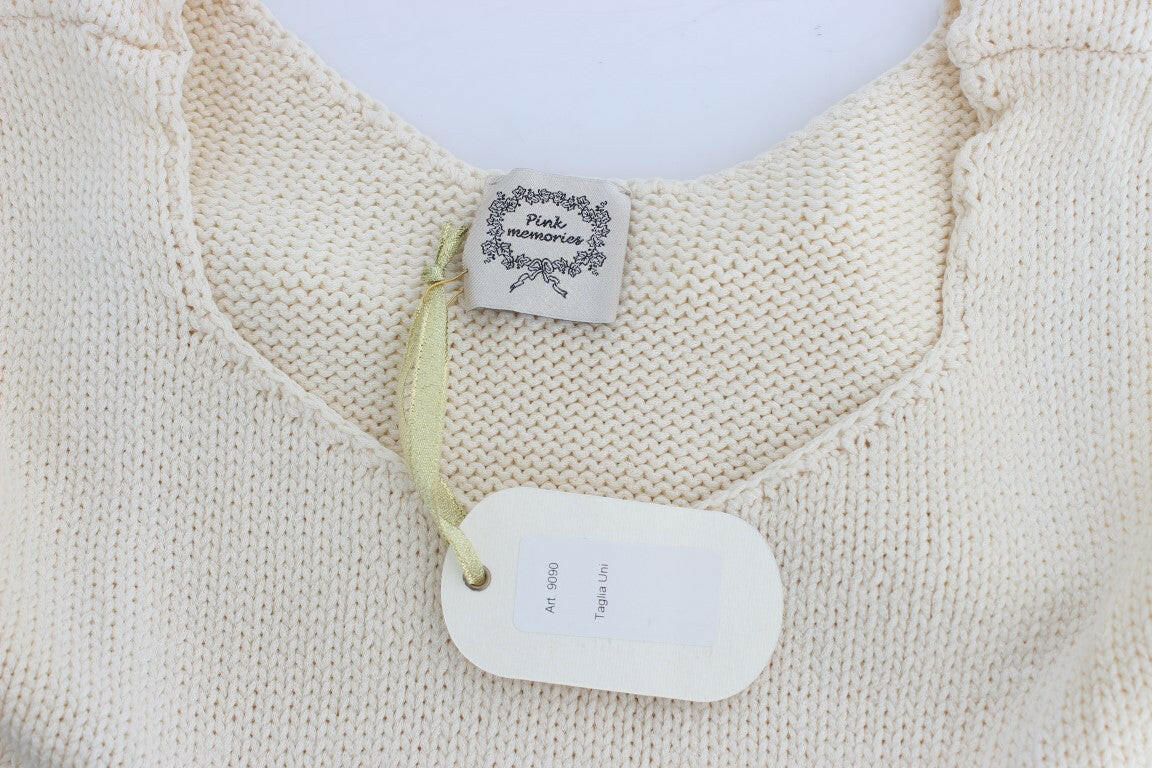 PINK MEMORIES Beige Cotton Blend Knitted Sleeveless Sweater -   -  PINK MEMORIES.