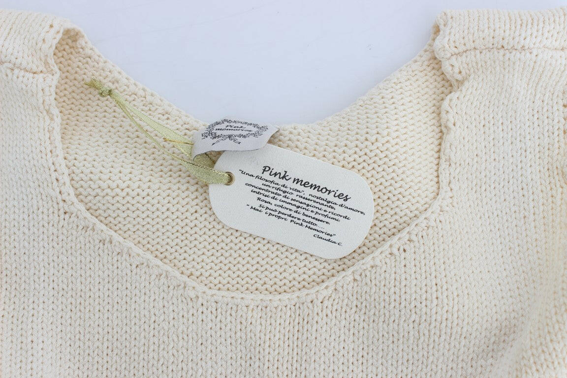 PINK MEMORIES Beige Cotton Blend Knitted Sleeveless Sweater -   -  PINK MEMORIES.
