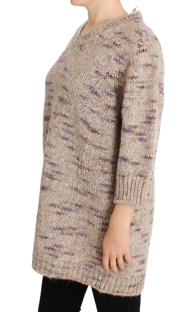 PINK MEMORIES Beige Wool Blend Knitted Oversize Sweater -   -  PINK MEMORIES.