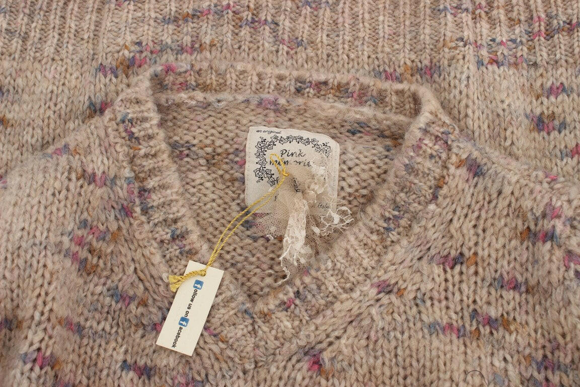 PINK MEMORIES Beige Wool Blend Knitted Oversize Sweater -   -  PINK MEMORIES.