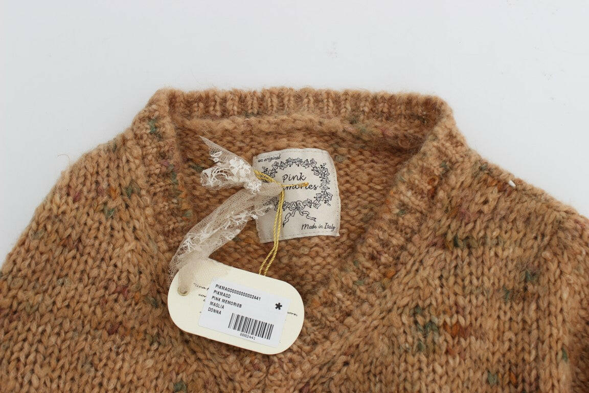 PINK MEMORIES Brown Wool Blend Knitted Oversize Sweater -   -  PINK MEMORIES.