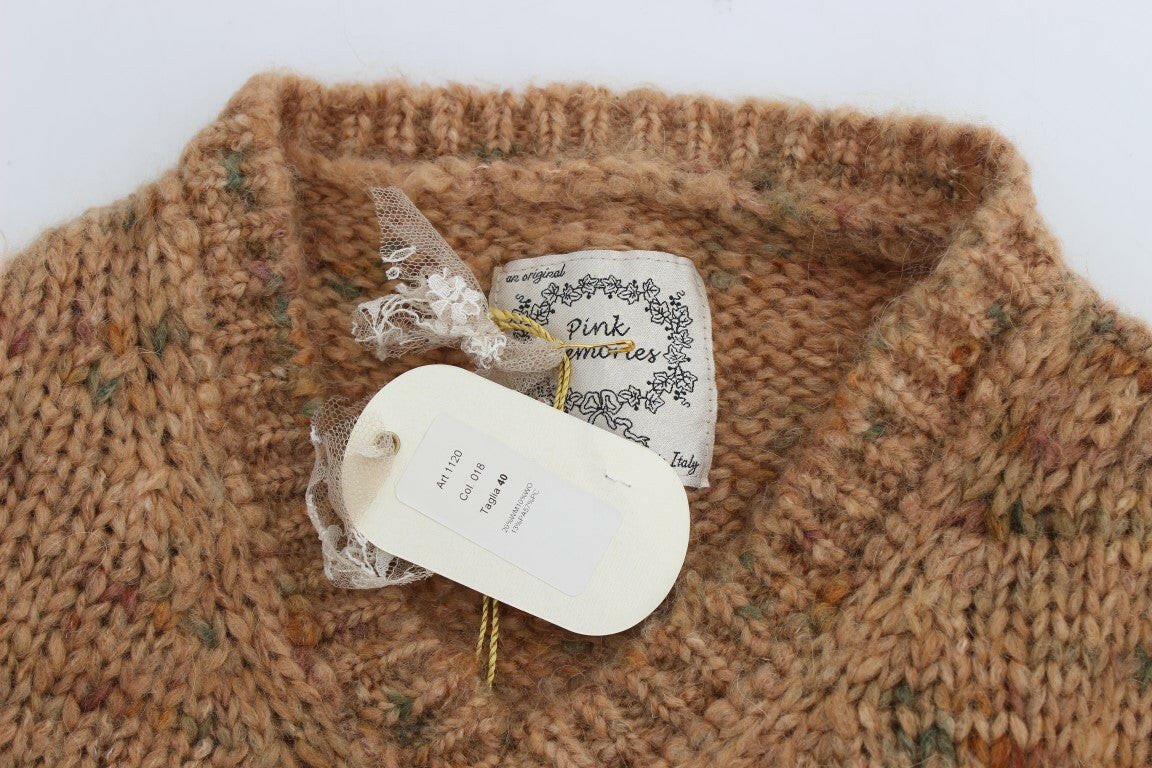PINK MEMORIES Brown Wool Blend Knitted Oversize Sweater -   -  PINK MEMORIES.