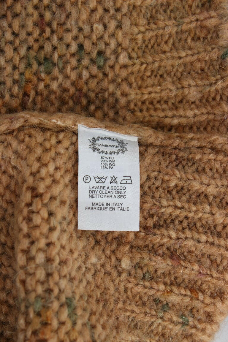 PINK MEMORIES Brown Wool Blend Knitted Oversize Sweater -   -  PINK MEMORIES.