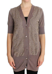 PINK MEMORIES Purple Lace Cotton Cardigan Sweater -   -  PINK MEMORIES.