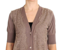 PINK MEMORIES Purple Lace Cotton Cardigan Sweater -   -  PINK MEMORIES.