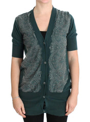 PINK MEMORIES Green Lace Cotton Cardigan Sweater -   -  PINK MEMORIES.