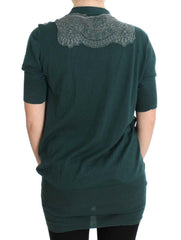 PINK MEMORIES Green Lace Cotton Cardigan Sweater -   -  PINK MEMORIES.