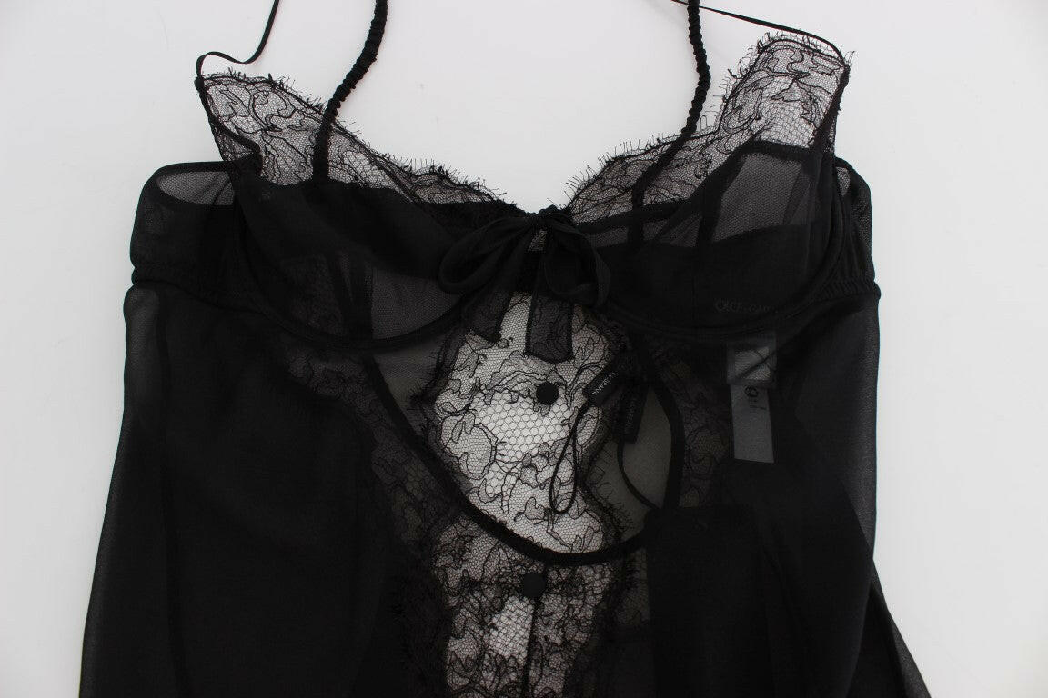 Dolce & Gabbana Black Silk Lace Babydoll Lingerie Top -   -  Dolce & Gabbana.