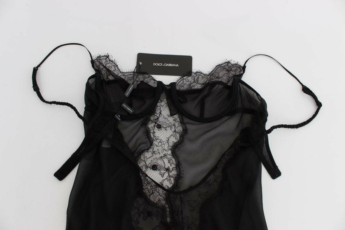 Dolce & Gabbana Black Silk Lace Babydoll Lingerie Top -   -  Dolce & Gabbana.