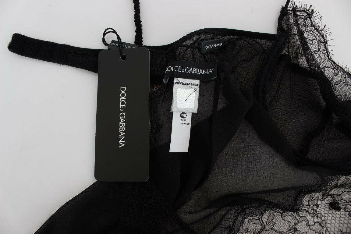Dolce & Gabbana Black Silk Lace Babydoll Lingerie Top -   -  Dolce & Gabbana.