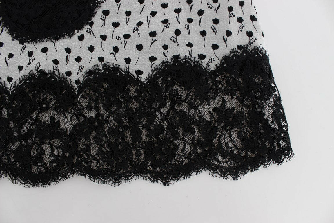 Dolce & Gabbana Black Silk Lace Babydoll Lingerie Top -   -  Dolce & Gabbana.