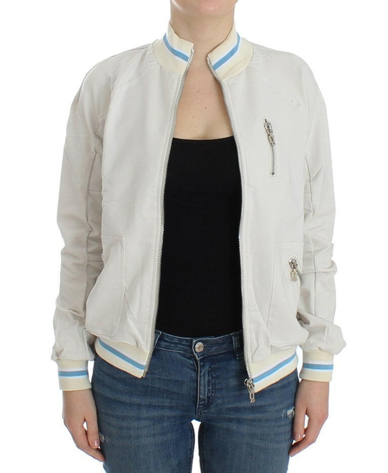 John Galliano White Mock Zip Cardigan Sweatshirt Sweater -   -  John Galliano.