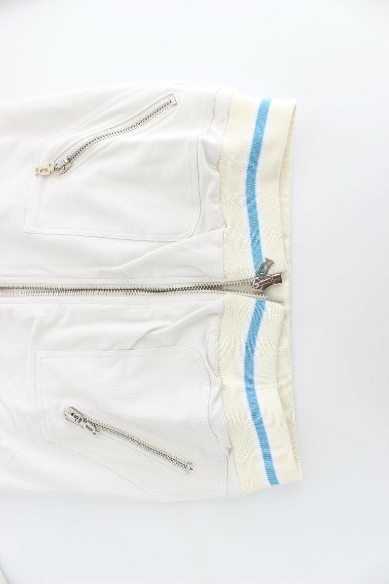 John Galliano White Mock Zip Cardigan Sweatshirt Sweater -   -  John Galliano.