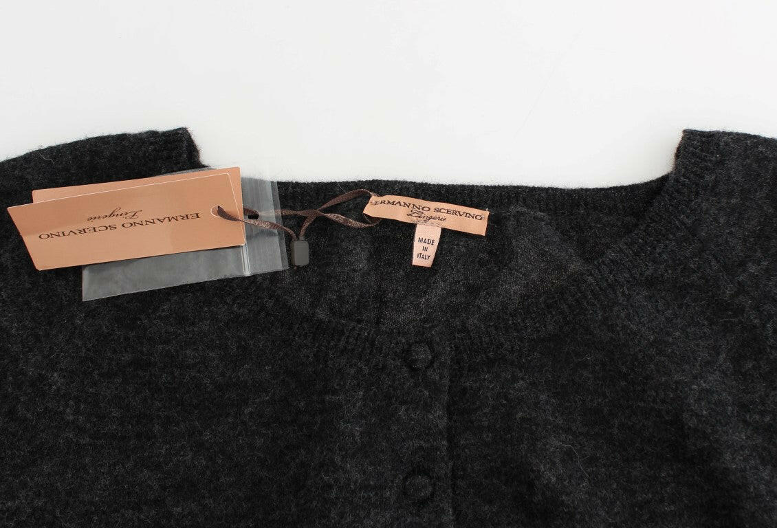 Ermanno Scervino Gray Knit Wool Cardigan Sweater -   -  Ermanno Scervino.