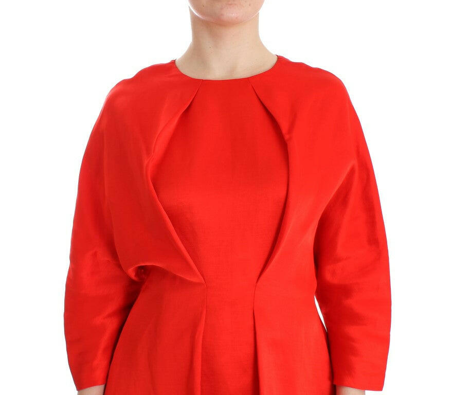 Fyodor Golan Red Mini Linen 3/4 Sleeve Sheath Dress -   -  Fyodor Golan.