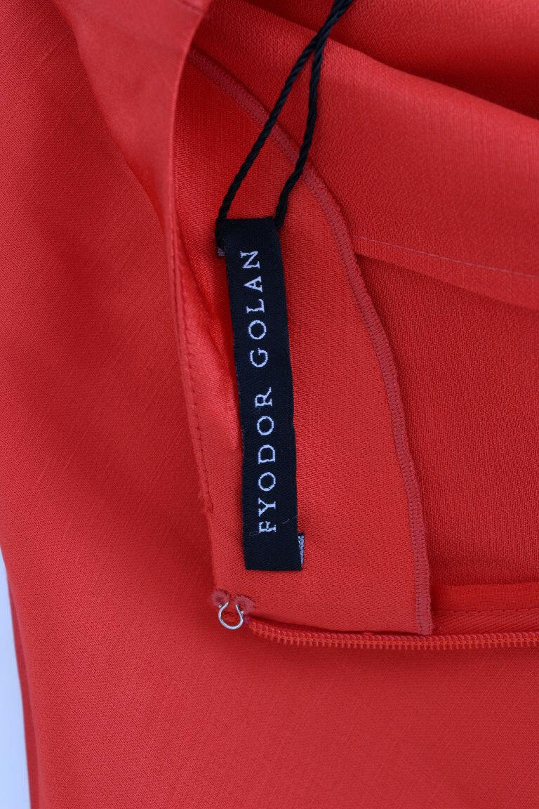 Fyodor Golan Red Mini Linen 3/4 Sleeve Sheath Dress -   -  Fyodor Golan.