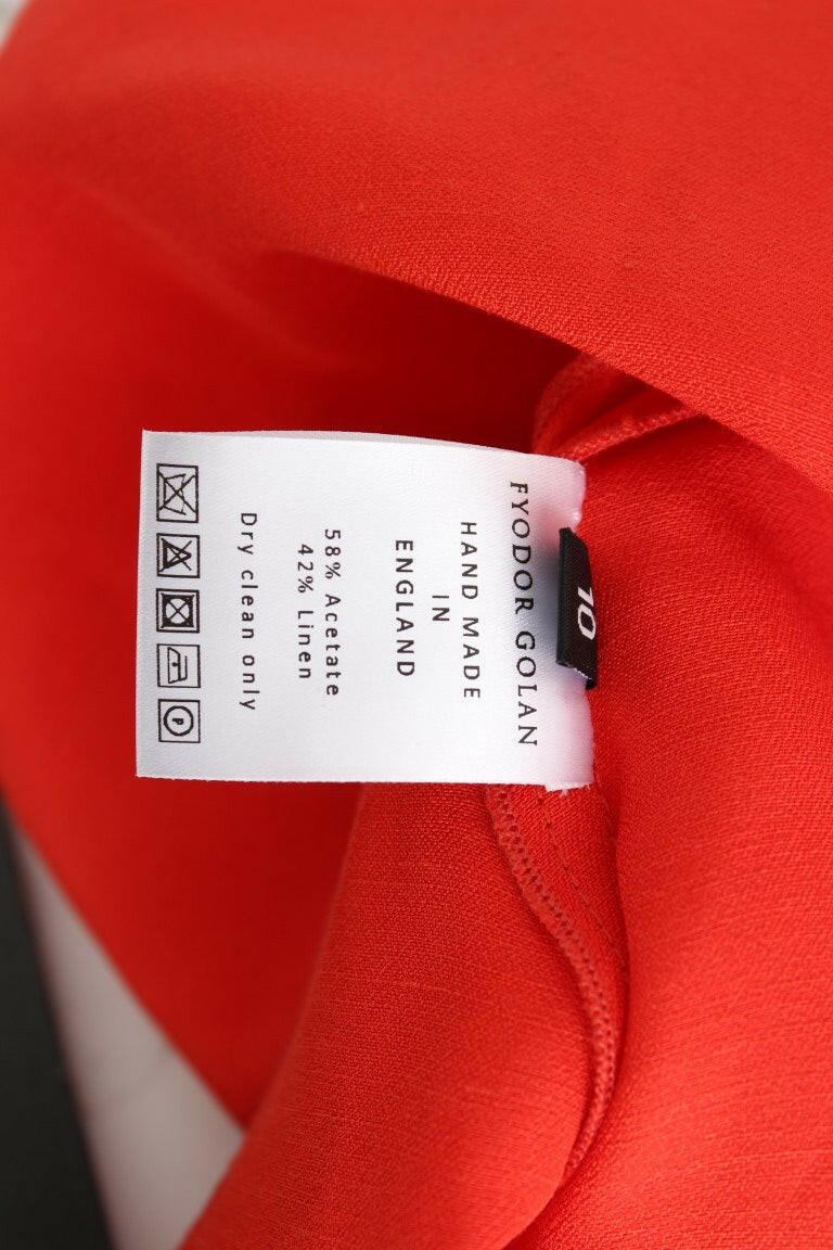 Fyodor Golan Red Mini Linen 3/4 Sleeve Sheath Dress -   -  Fyodor Golan.