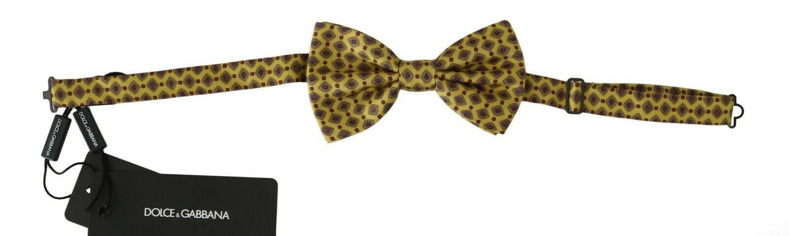 Dolce & Gabbana Yellow Pattern Silk Adjustable Neck Tie -  Neckties, Men -  Dolce & Gabbana.