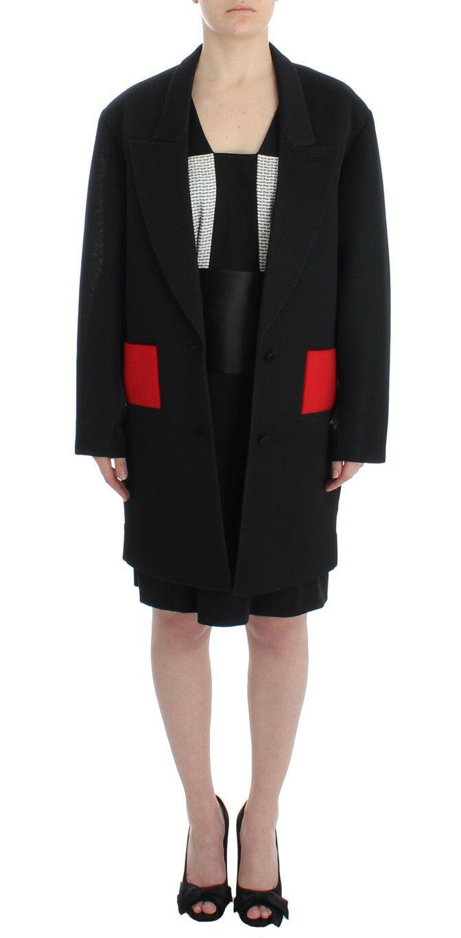 KAALE SUKTAE Black Coat Trench Long Draped Jacket Blazer -   -  KAALE SUKTAE.