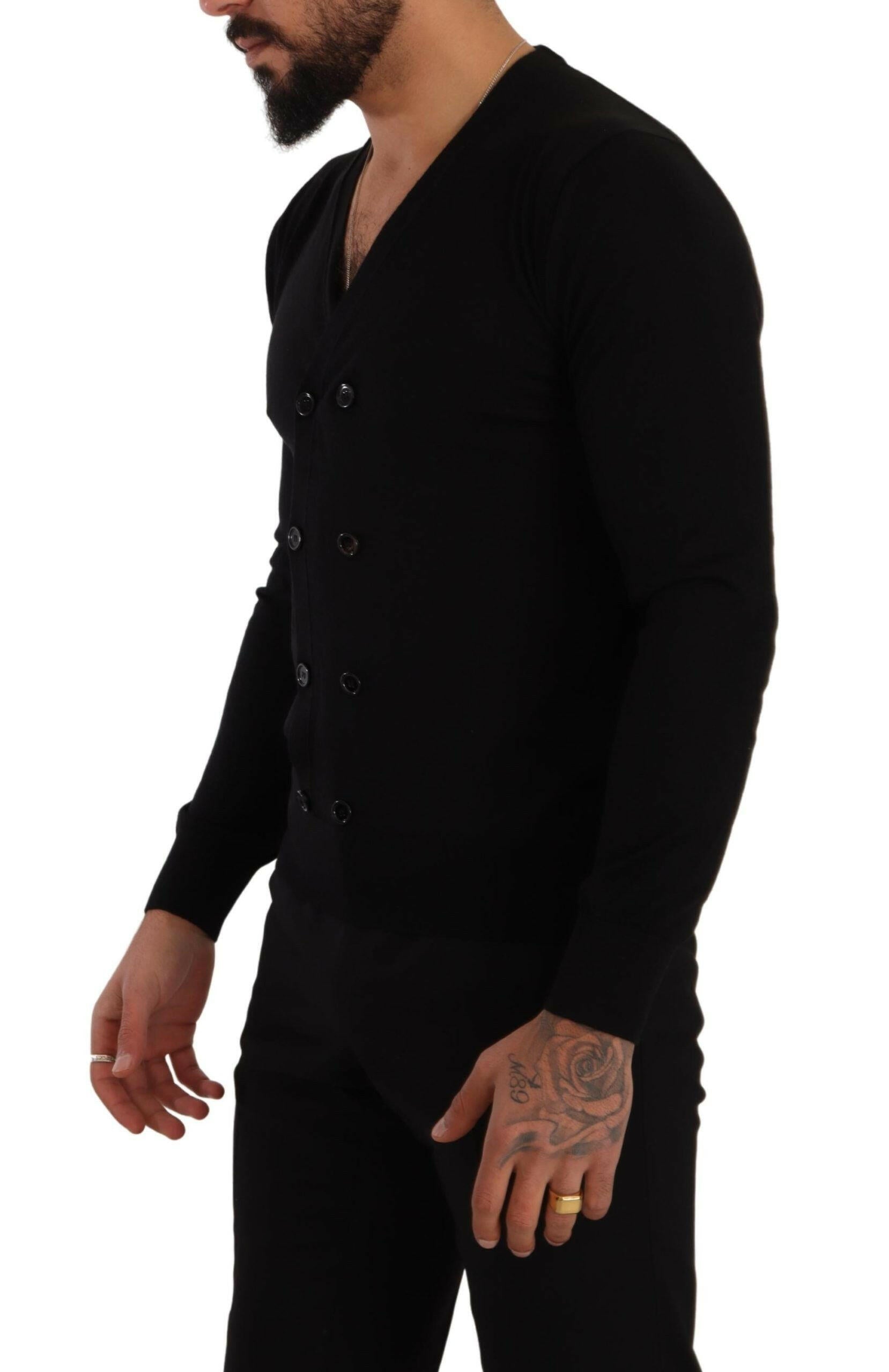 Dolce & Gabbana Black Cashmere Button Down Cardigan Sweater -   -  Dolce & Gabbana.