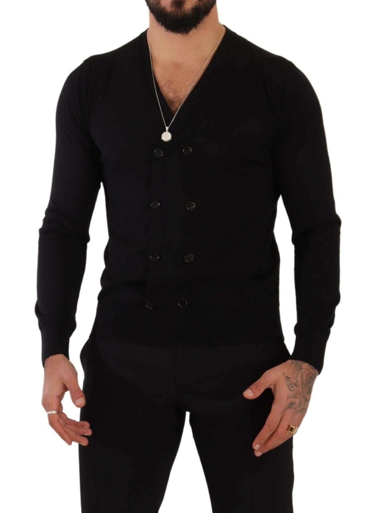 Dolce & Gabbana Black Cashmere Button Down Cardigan Sweater -   -  Dolce & Gabbana.