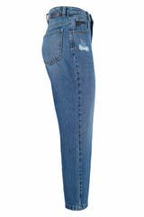 Yes Zee Blue Cotton Women's High-Waisted Jean -   -  Yes Zee.