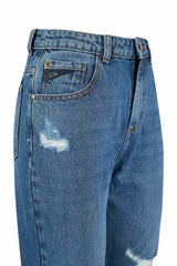 Yes Zee Blue Cotton Women's High-Waisted Jean -   -  Yes Zee.