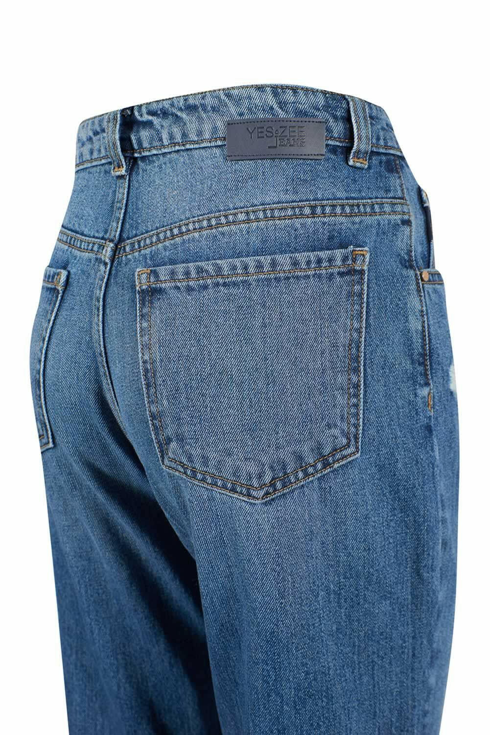 Yes Zee Blue Cotton Women's High-Waisted Jean -   -  Yes Zee.