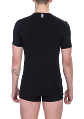 Bikkembergs Black Cotton Men's V-Neck T-Shirt -   -  Bikkembergs.