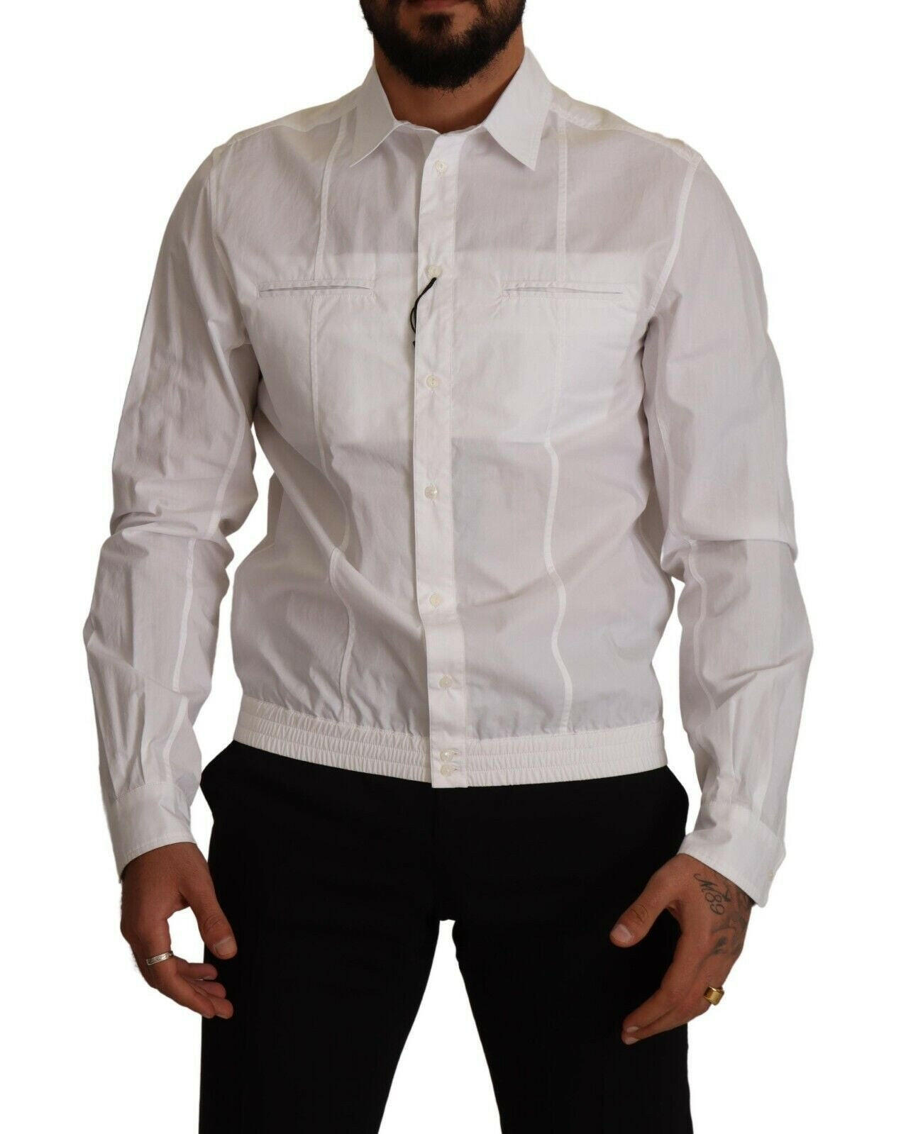 Dolce & Gabbana White Cotton Button Down Men Collared Shirt -   -  Dolce & Gabbana.
