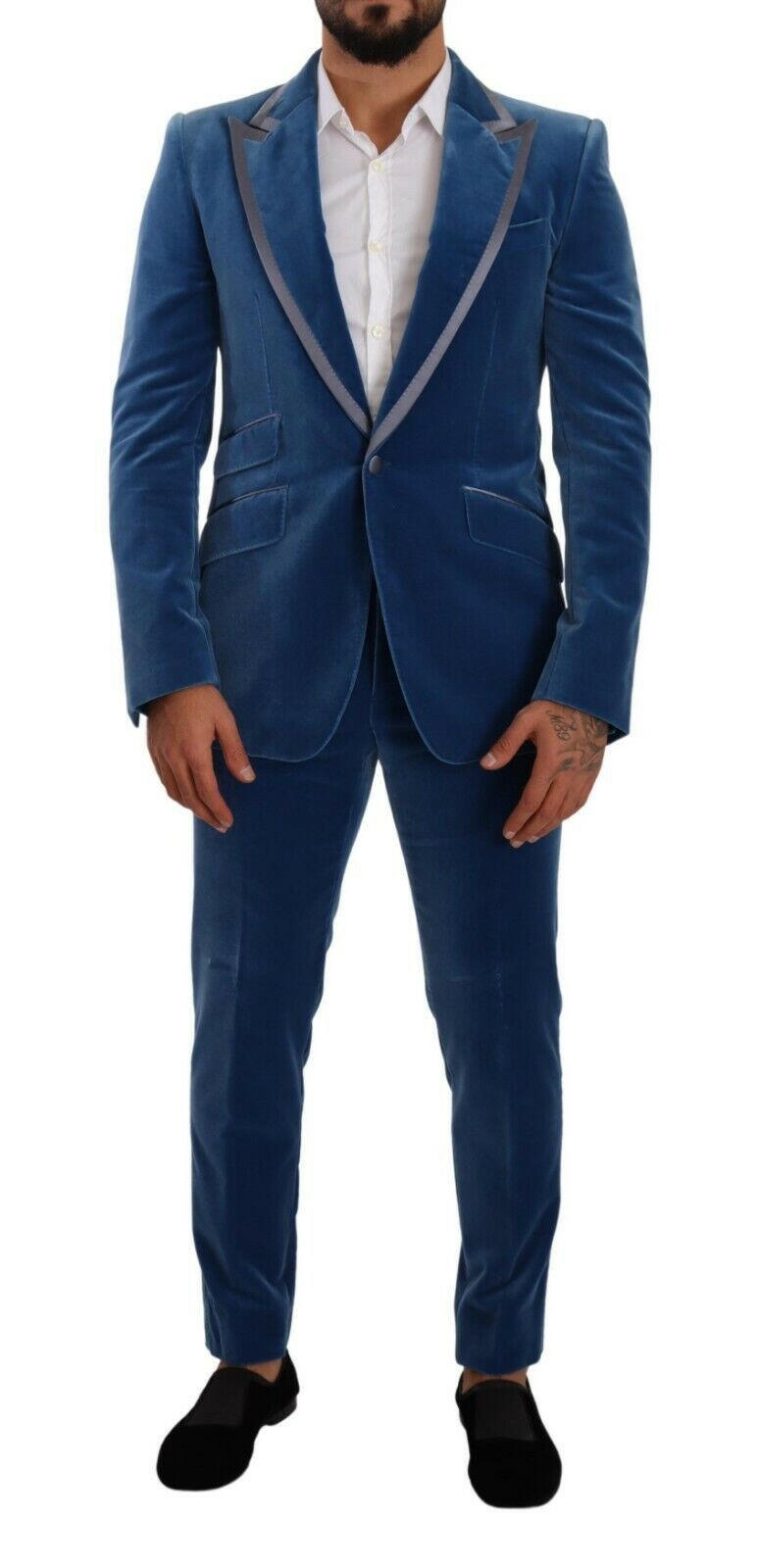 Dolce & Gabbana Blue SICILIA Velvet Slim Fit 2 Piece Suit -   -  Dolce & Gabbana.