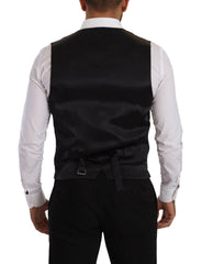 Dolce & Gabbana Black Striped Wool Silk Waistcoat Vest -  Vests for Men Suits -  Dolce & Gabbana.