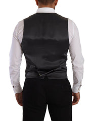 Dolce & Gabbana Gray Striped Double Breasted Waistcoat Vest -  Vests for Men Suits -  Dolce & Gabbana.