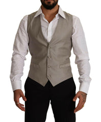 Dolce & Gabbana Beige Wool Single Breasted Waistcoat Vest -  Vests for Men Suits -  Dolce & Gabbana.