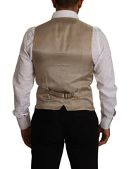 Dolce & Gabbana Beige Cotton Silk Slim Fit Waistcoat Vest -  Vests for Men Suits -  Dolce & Gabbana.