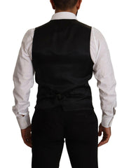 Dolce & Gabbana Blue Striped Wool Stretch Waistcoat Vest -  Vests for Men Suits -  Dolce & Gabbana.