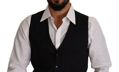 Dolce & Gabbana Blue Striped Wool Stretch Waistcoat Vest -  Vests for Men Suits -  Dolce & Gabbana.