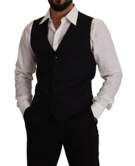 Dolce & Gabbana Blue Striped Wool Stretch Waistcoat Vest -  Vests for Men Suits -  Dolce & Gabbana.