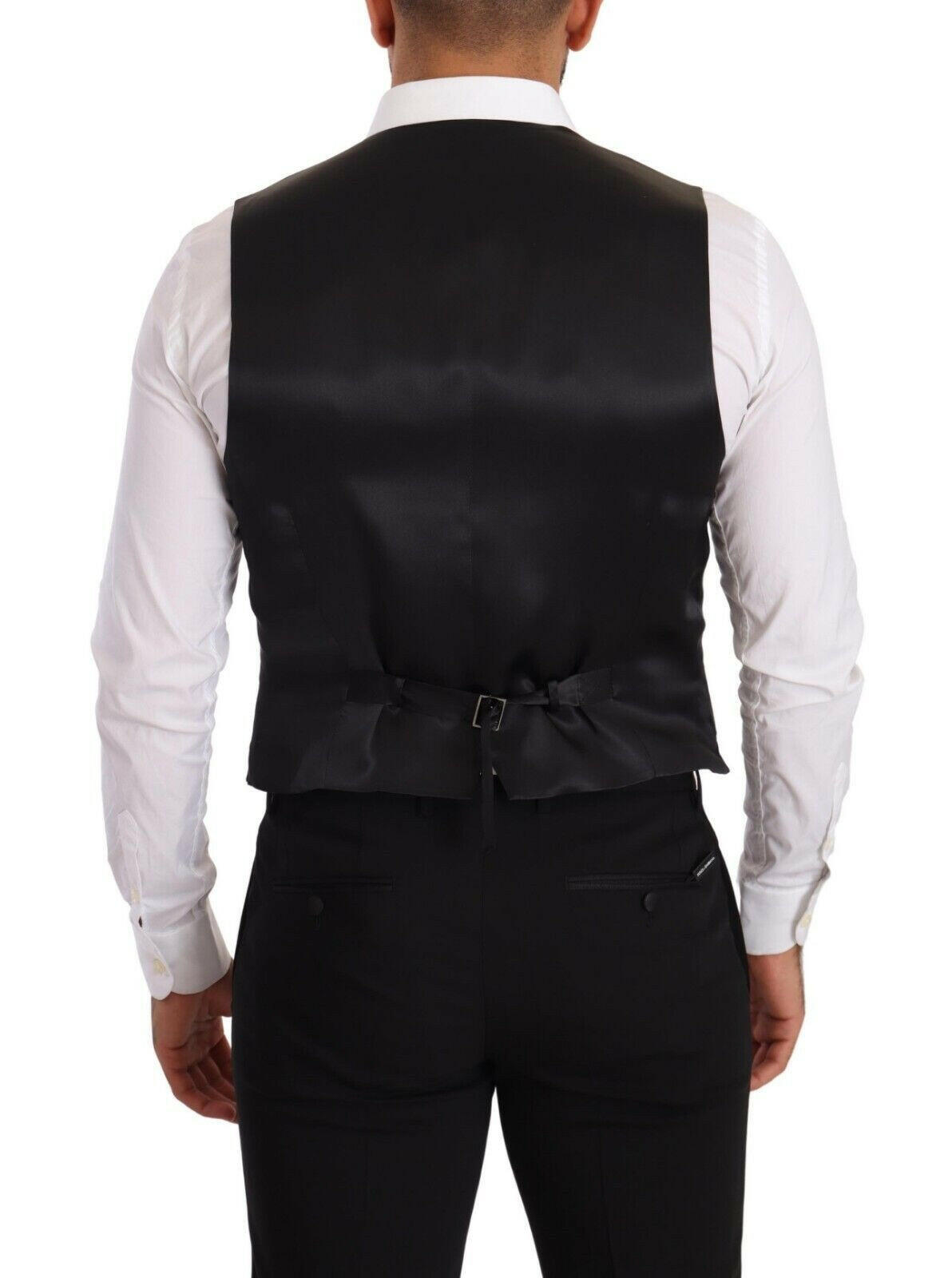 Dolce & Gabbana Gray Silk Slim Fit Waistcoat Formal Vest -  Vests for Men Suits -  Dolce & Gabbana.