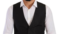Dolce & Gabbana Gray Silk Slim Fit Waistcoat Formal Vest -  Vests for Men Suits -  Dolce & Gabbana.