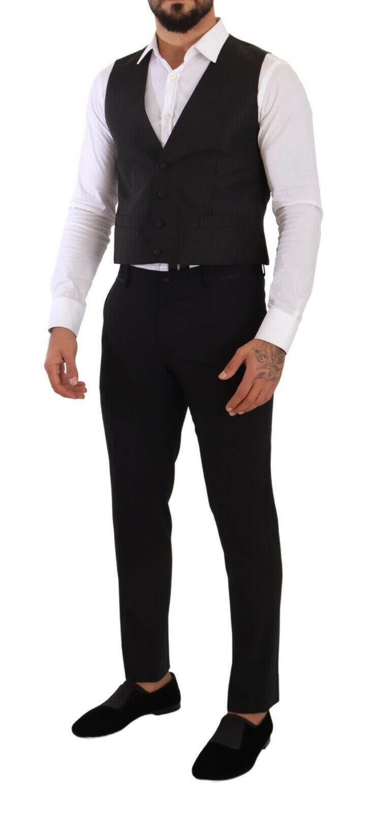 Dolce & Gabbana Gray Silk Slim Fit Waistcoat Formal Vest -  Vests for Men Suits -  Dolce & Gabbana.