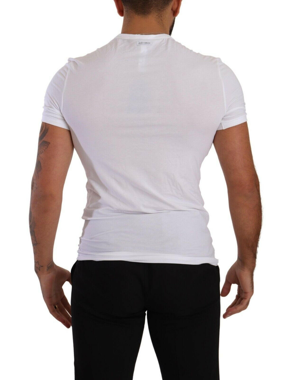 Dolce & Gabbana White Round Neck Cotton Stretch T-shirt Underwear -   -  Dolce & Gabbana.