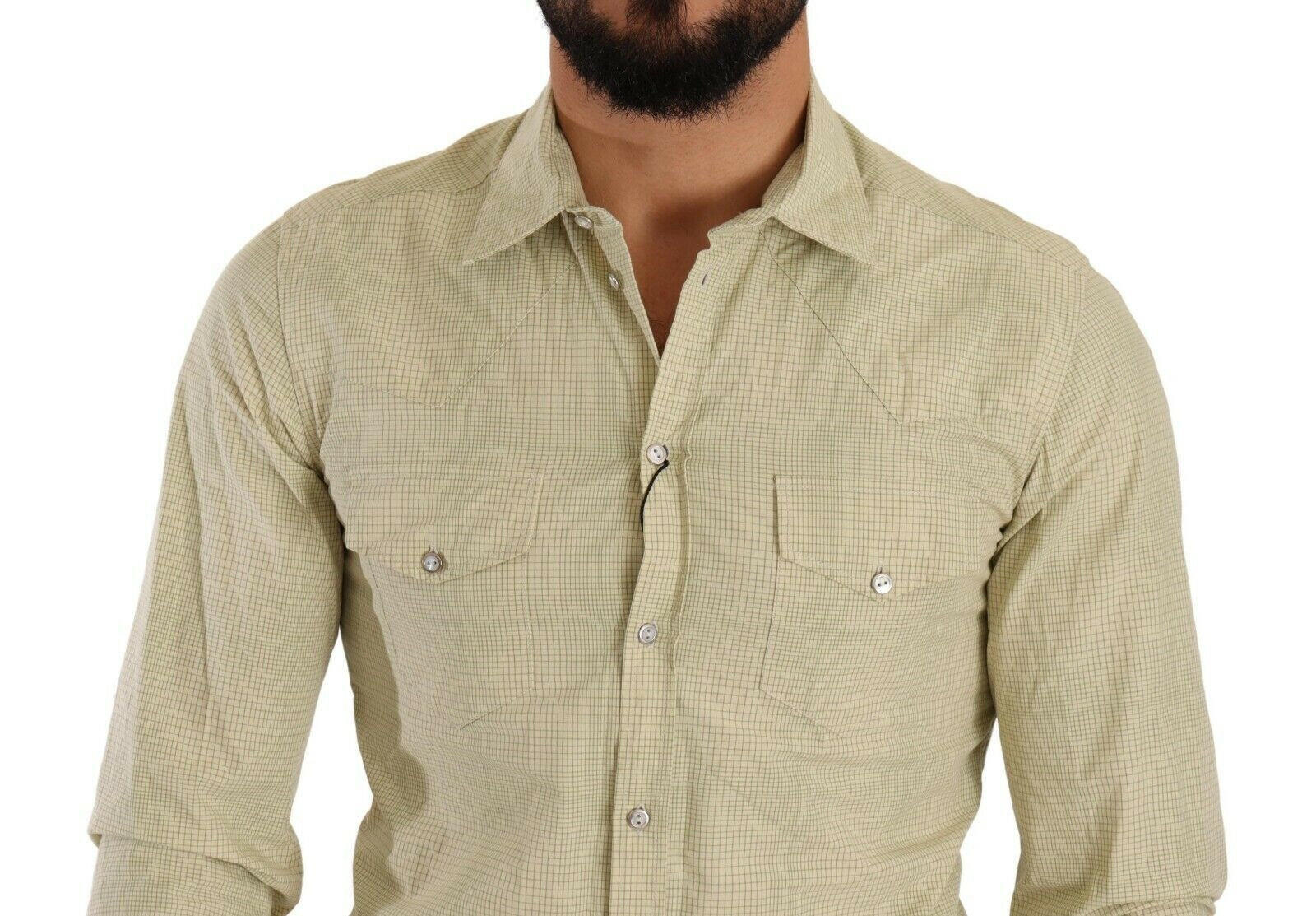 Dolce & Gabbana Yellow SICILIA Cotton Casual Slim Fit Shirt -   -  Dolce & Gabbana.