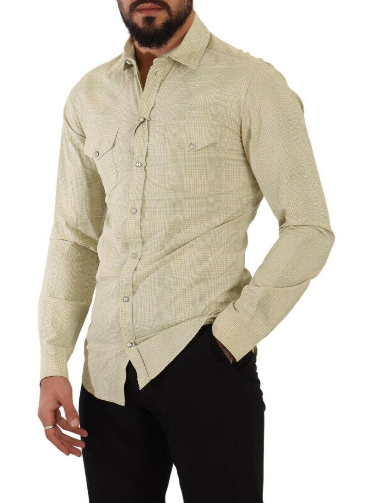 Dolce & Gabbana Yellow SICILIA Cotton Casual Slim Fit Shirt -   -  Dolce & Gabbana.