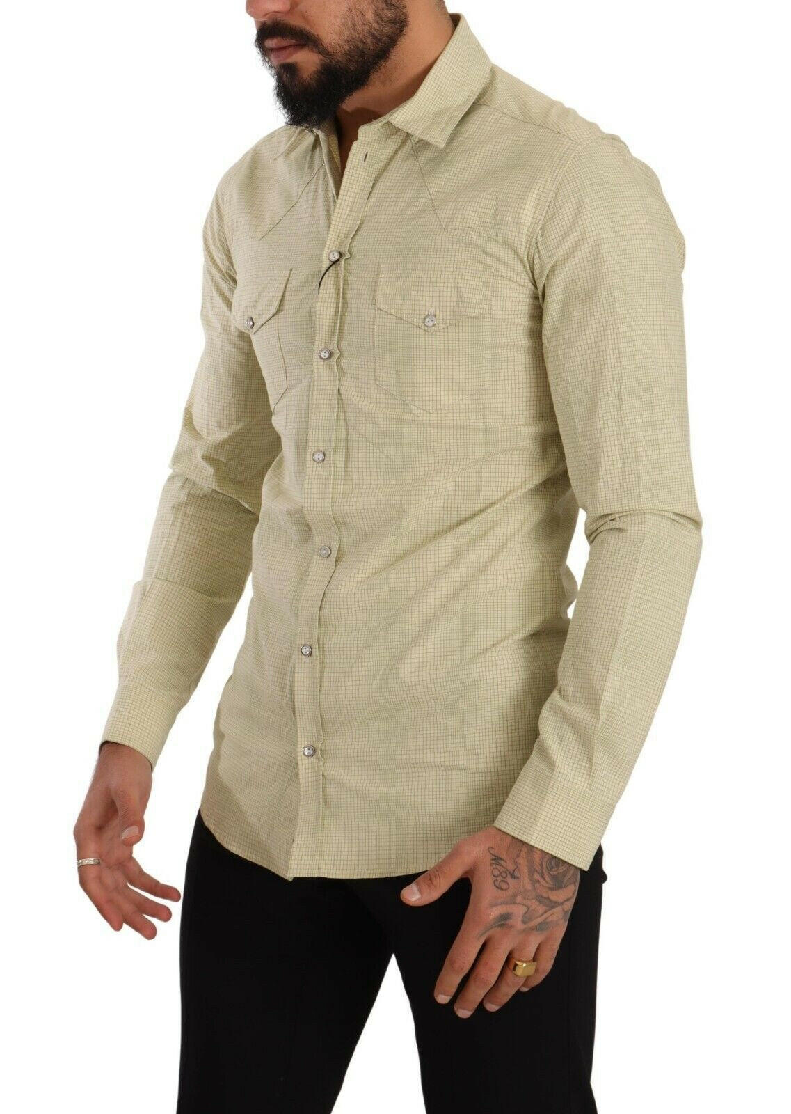 Dolce & Gabbana Yellow SICILIA Cotton Casual Slim Fit Shirt -   -  Dolce & Gabbana.