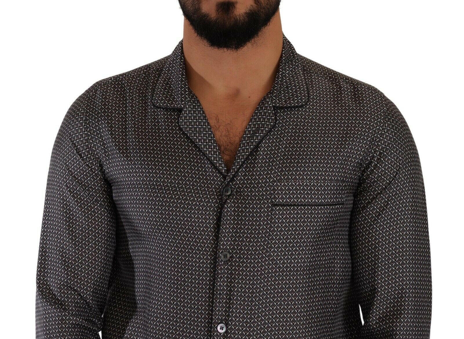 Dolce & Gabbana Gray Fantasy Pattern Pajama Top Mens Shirt -   -  Dolce & Gabbana.