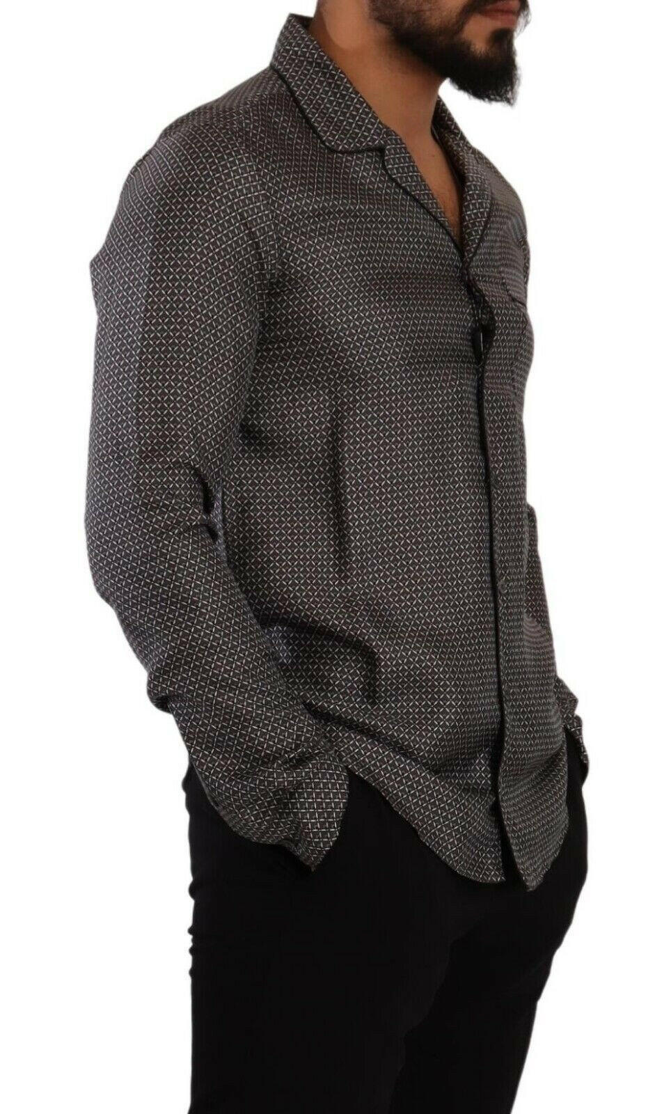 Dolce & Gabbana Gray Fantasy Pattern Pajama Top Mens Shirt -   -  Dolce & Gabbana.