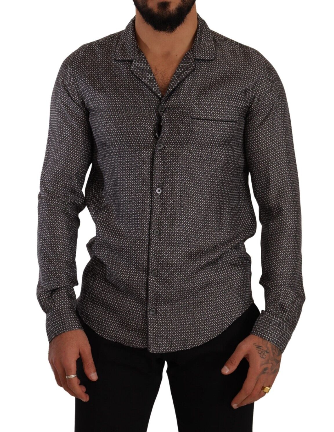 Dolce & Gabbana Gray Fantasy Pattern Pajama Top Mens Shirt -   -  Dolce & Gabbana.
