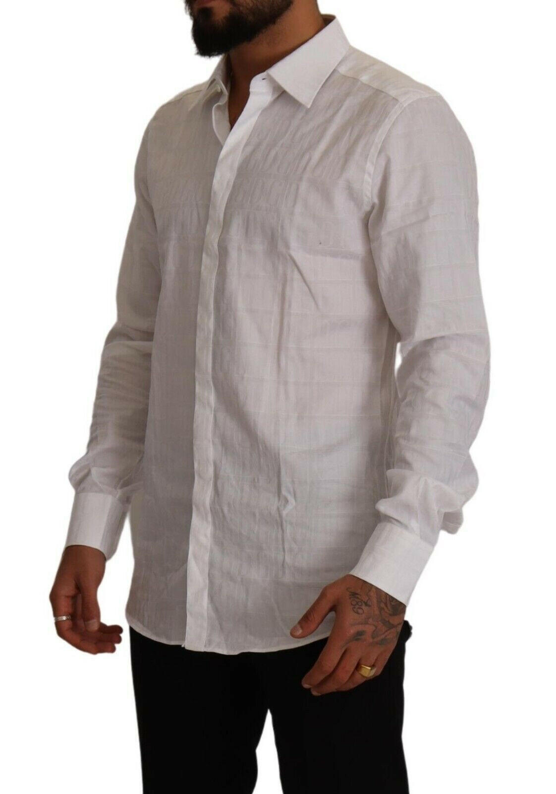 Dolce & Gabbana White GOLD Cotton Slim Fit Dress Formal Shirt -   -  Dolce & Gabbana.