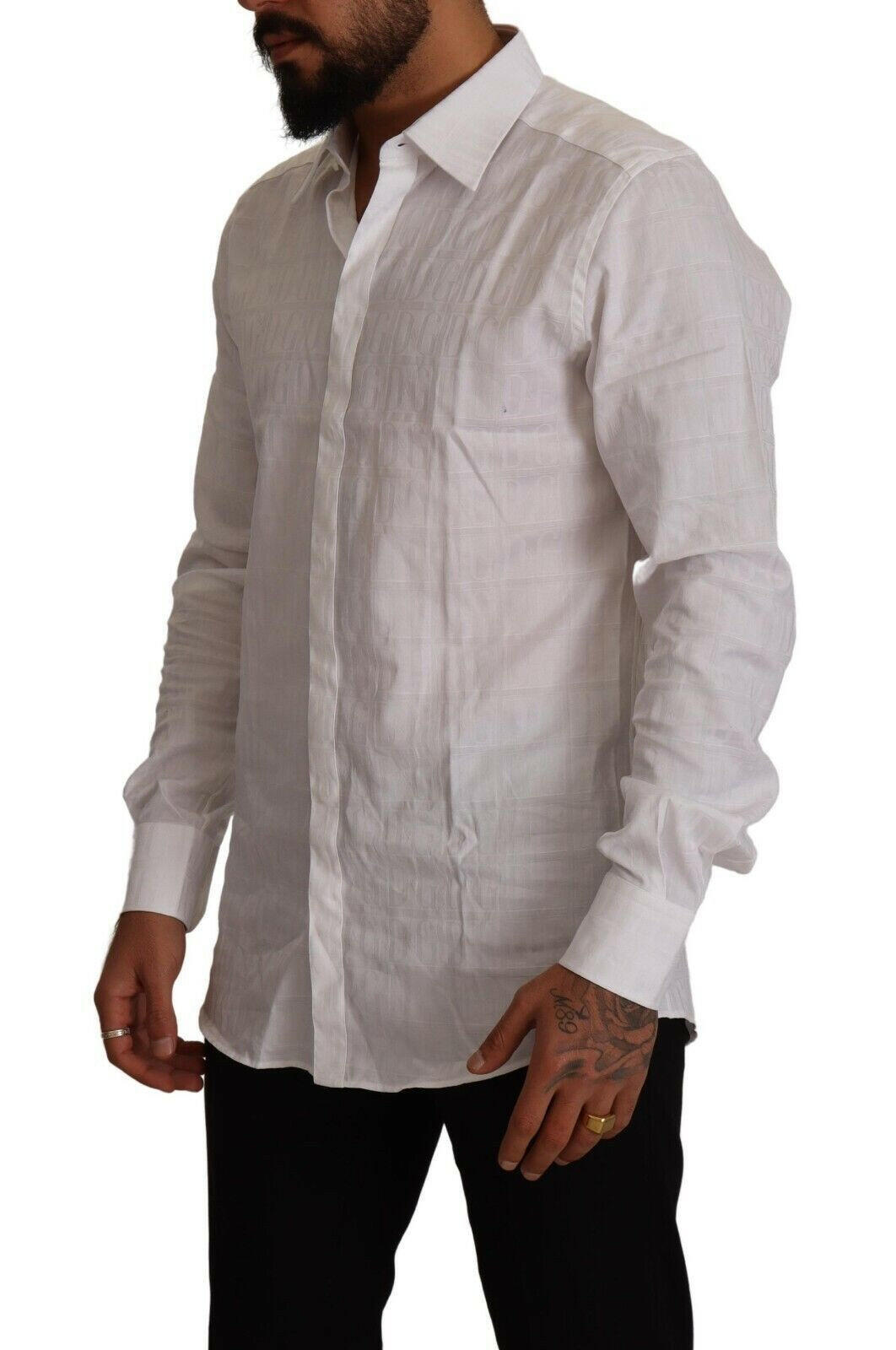 Dolce & Gabbana White GOLD Cotton Slim Fit Dress Formal Shirt -   -  Dolce & Gabbana.